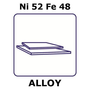 Nickel/Iron sheet, Ni52%/Fe48%, thickness 7.1&#160;mm, size 108 × 108&#160;mm