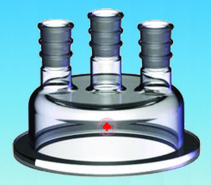 Ace reaction flask head capacity 2,000-4,000&#160;mL, center joint: ST/NS 45/50, side Joints: ST/NS 24/40 (2)