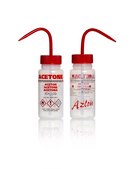 Azlon&nbsp;Multi-Lingual Safety Wash Bottles With Driplok Vapor Venting label, Acetone (in English, French, Spanish), capacity 250&#160;mL