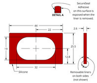 Grace Bio-Labs Press-To-Seal silicone isolator, PSA both sides wells, 1 (Rounded rectangle, 19mm x 32mm x 2.6mm depth), (Adhesive both sides)