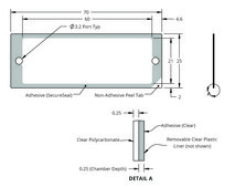 Grace Bio-Labs HybriWell&#8482; sealing system, SecureSeal&#8482; adhesive chamber chamber volume 275-320&#160;&#956;L, L × W × thickness 60&#160;mm × 21&#160;mm × 0.25&#160;mm, port diam. 3.2&#160;mm, 200 port seals included