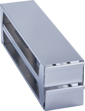 Eppendorf&#174; Upright Freezer Rack Holds 8 x 76&nbsp;mm/3&nbsp;in boxes, (4&nbsp;x&nbsp;2) configuration, stainless steel, drawer