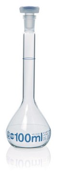 BRAND&#174; BLAUBRAND&#174; volumetric flasks, PP stopper, ISO class A, volume 100&#160;mL, flask joint: ST/NS 12/21, Boro3.3