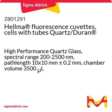 Hellma&#174; fluorescence cuvettes, cells with tubes Quartz/Duran&#174; High Performance Quartz Glass, spectral range 200-2500 nm, pathlength 10x10&#160;mm ± 0.2 mm, chamber volume 3500&#160;&#956;L