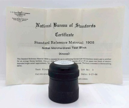 Nickel microhardness test block (Knoop)