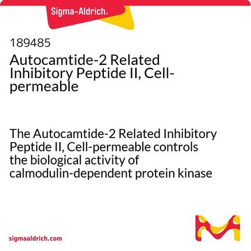 Autocamtide-2 Related Inhibitory Peptide II, Cell-permeable The Autocamtide-2 Related Inhibitory Peptide II, Cell-permeable controls the biological activity of calmodulin-dependent protein kinase II. This small molecule/inhibitor is primarily used for Phosphorylation &amp; Dephosphorylation applications.