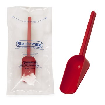 SP Bel-Art&#174; Sterileware&#8482; Sampling Scoop with Handle red polystyrene, nominal capacity 60&#160;mL (2&#160;oz), sterile, pack of 10&#160;ea (individually wrapped)