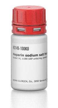 Heparin sodium salt from porcine intestinal mucosa Grade I-A, &#8805;180&#160;USP units/mg, powder, BioReagent, suitable for cell culture