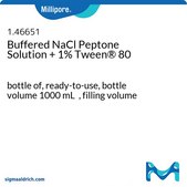 Buffered NaCl Peptone Solution + 1% Tween&#174; 80 bottle capacity 1000&#160;mL, bottle filling volume 1000&#160;mL, closure type, Blue screw cap with 3 septa, pack of 6&#160;bottles