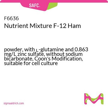 Nutrient Mixture F-12 Ham powder, with L-glutamine and 0.863 mg/L zinc sulfate, without sodium bicarbonate, Coon&#8242;s Modification, suitable for cell culture