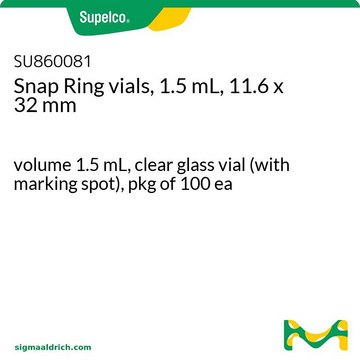 Snap Ring vials, 1.5 mL, 11.6 x 32 mm volume 1.5&#160;mL, clear glass vial (with marking spot), pkg of 100&#160;ea