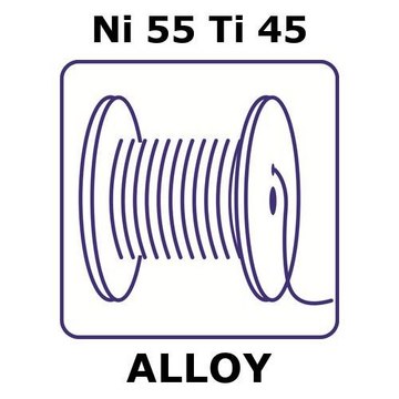 Nitinol wire, Ni55%/Ti 45%, 0.125&#160;mm diameter, length 5 m, condition shape-memory alloy