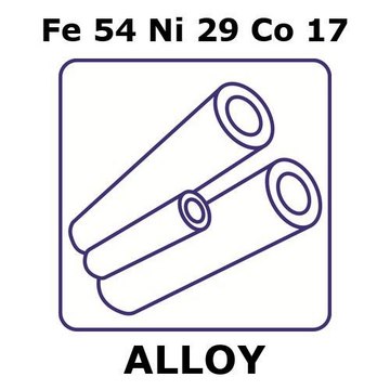 Glass Sealing Alloy, Fe54Ni29Co17 100mm tube, 6.35mm outside diameter, 0.25mm wall thickness, 5.85mm inside diameter, as drawn