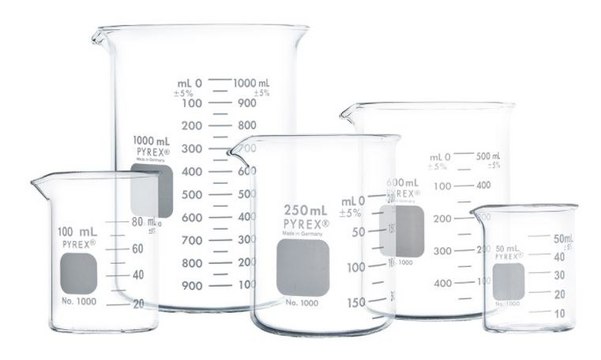 PYREX&#174; Griffin beakers low form, assorted pack (contains 1 beaker of 5 different sizes)