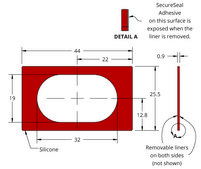 Grace Bio-Labs Press-To-Seal silicone isolator, PSA one side wells, 1 (Rounded rectangle, 19mm x 32mm x 0.9mm depth), (Adhesive on one side)