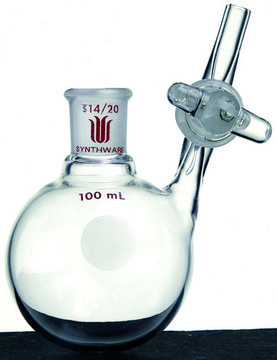 Synthware&#8482; single neck reaction flask with glass stopcock capacity 100&#160;mL, joint: ST/NS 19/22