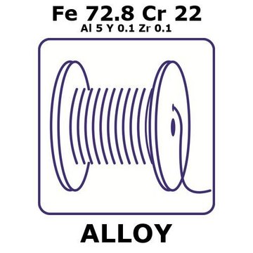 Fecralloy&#174; - iron/chromium wire, Fe 72.8%/Cr 22%/Al 5%/Y 0.1%/Zr 0.1%, 1.6&#160;mm diameter, length 50 m, temper annealed