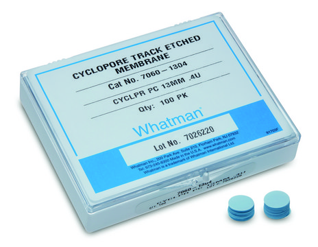 Whatman&#174; Cyclopore&#174; polycarbonate and polyester membranes cyclopore PC circles, 1.0 &#956;m, 47 mm, 100/pk