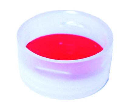 Closures for Snap Ring vials clear polyethylene cap, red PTFE/silicone, thread for 11 mm (snap ring), pkg of 100&#160;ea