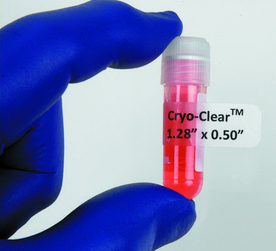 Laser Cryo-Clear&#174; labels for 1.5 mL tubes, L × W 1.28&#160;in. × 0.5&#160;in., pkg of 1700&#160;pkg