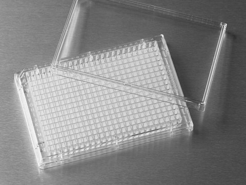 Corning&#174; 384 well microplate Tissue Culture (TC)-treated surface, clear polystyrene, flat bottom, sterile, lid, case of 100