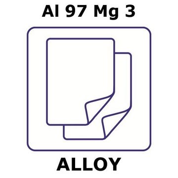 Aluminum-magnesium alloy, Al97Mg3 foil, 100 x 100mm, 0.03mm thickness, as rolled, light tight (lt)