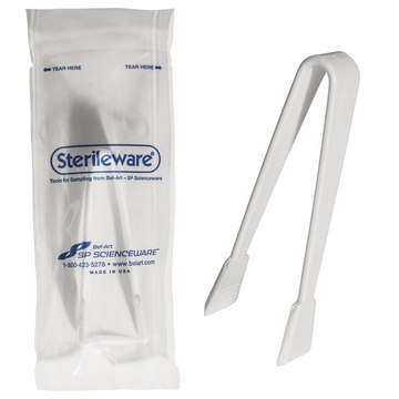 SP Bel-Art&#174; Sterileware&#8482; Plastic Mini Tongs polystyrene, L 4.25&#160;in. (11&#160;cm), pkg of 25&#160;ea (individually wrapped)