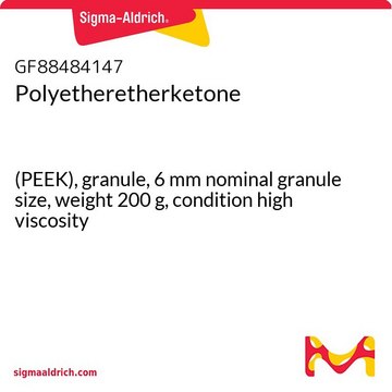 Polyetheretherketone (PEEK), granule, 6&#160;mm nominal granule size, weight 200&#160;g, condition high viscosity