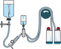 Steritest&#174; NEO Device For soluble powders in vials., Blue base canister with a vented double needle for small vials with septa.