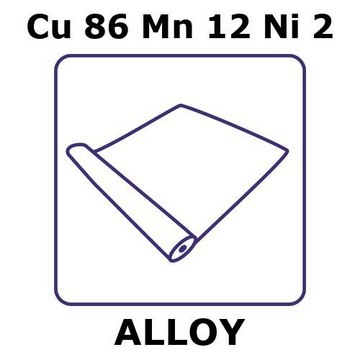 Manganin&#174; - resistance alloy, Cu86Mn12Ni2 foil, 2m coil, 100mm coil width, 0.635mm thickness, annealed