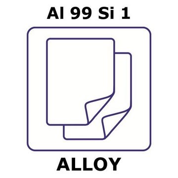 Aluminum/Silicon foil, Al 99%/Si 1%, thickness 0.075&#160;mm, size 25 × 25&#160;mm, temper as rolled