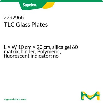 TLC Glass Plates L × W 10&#160;cm × 20&#160;cm, silica gel 60 matrix, binder, Polymeric, fluorescent indicator: no