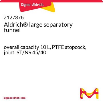 Aldrich&#174; large separatory funnel overall capacity 10 L, PTFE stopcock, joint: ST/NS 45/40