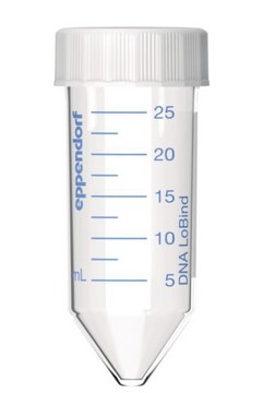 Eppendorf&#174; DNA LoBind tubes capacity 25&#160;mL, PCR clean, screw top cap, withstand 17,000xg, pkg of 200&#160;ea (5 bags x 40 tubes)