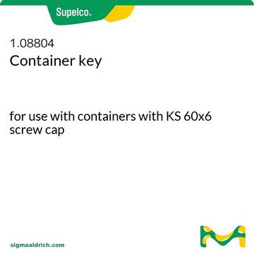 Container key for use with containers with KS 60x6 screw cap