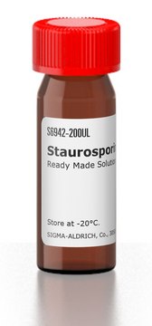 Staurosporine solution from Streptomyces sp. Ready Made Solution, 1&#160;mM in DMSO (100 &#956;g/214 &#956;L), 0.2 &#956;m filtered