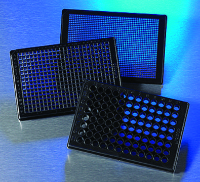 Corning&#174; multicoated microplates well size 96, black polystyrene, flat bottom wells clear, non-sterile, lid