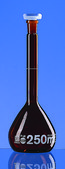 BRAND&#174; BLAUBRAND&#174; volumetric flask polypropylene stopper, amber borosilicate glass 3.3 flask, capacity 25&#160;mL, accuracy, 0.06&#160;mL