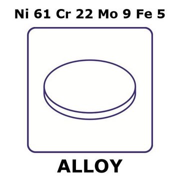 Inconel&#174; 625 - corrosion resistant alloy, Ni61Cr22Mo9Fe5 foil, 4mm disks, 0.025mm thickness, annealed