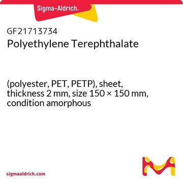Polyethylene Terephthalate (polyester, PET, PETP), sheet, thickness 2&#160;mm, size 150 × 150&#160;mm, condition amorphous