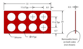 Grace Bio-Labs Press-To-Seal silicone isolator, No PSA wells, 8 (Round, 9mm diameter, 0.5mm depth)