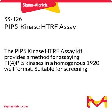 PIP5-Kinase HTRF Assay The PIP5 Kinase HTRF Assay kit provides a method for assaying PI(4)P-5 kinases in a homogenous 1920 well format. Suitable for screening of potential inhibitors of these enzymes.