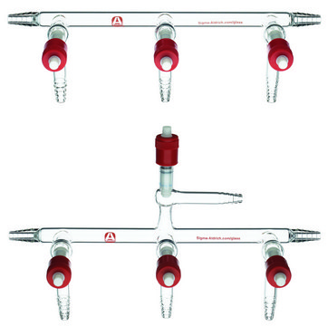 Aldrich&#174; single bank manifolds with high-vacuum PTFE valves manifold with vacuum-gauge port, positions, 3