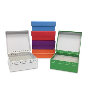 MTC&#8482; Bio FlipTop&#8482; Freezer Box With Hinged Lid cardboard, assorted colors, to hold, 100 x cryovials, pkg of 5&#160;ea