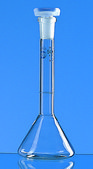 BRAND&#174; BLAUBRAND&#174; volumetric flask trapezoidal capacity 25 mL, polypropylene stopper, joint: ST/NS 10/19