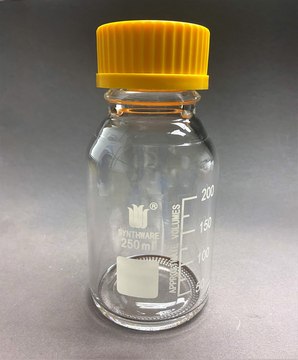 Synthware&#8482; Glass wide mouth media bottle borosilicate glass 3.3, capacity 250&#160;mL, orange polypropylene cap