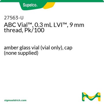 ABC Vial&#8482;, 0.3 mL LVI&#8482;, 9 mm thread, Pk/100 amber glass vial (vial only), cap (none supplied)