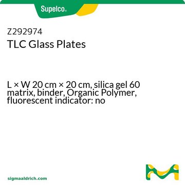 TLC Glass Plates L × W 20&#160;cm × 20&#160;cm, silica gel 60 matrix, binder, Organic Polymer, fluorescent indicator: no