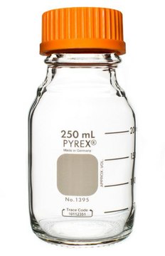 Pyrex&#174; round media storage bottles and reusable screw caps capacity 250&#160;mL