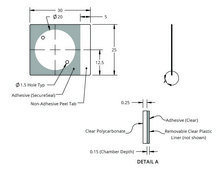 Grace Bio-Labs HybriWell&#8482; sealing system, SecureSeal&#8482; adhesive chamber chamber volume 30&#160;&#956;L, diam. × thickness 20&#160;mm × 0.15&#160;mm, port diam. 1.5&#160;mm